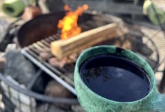 Wild berry juice by the campfire