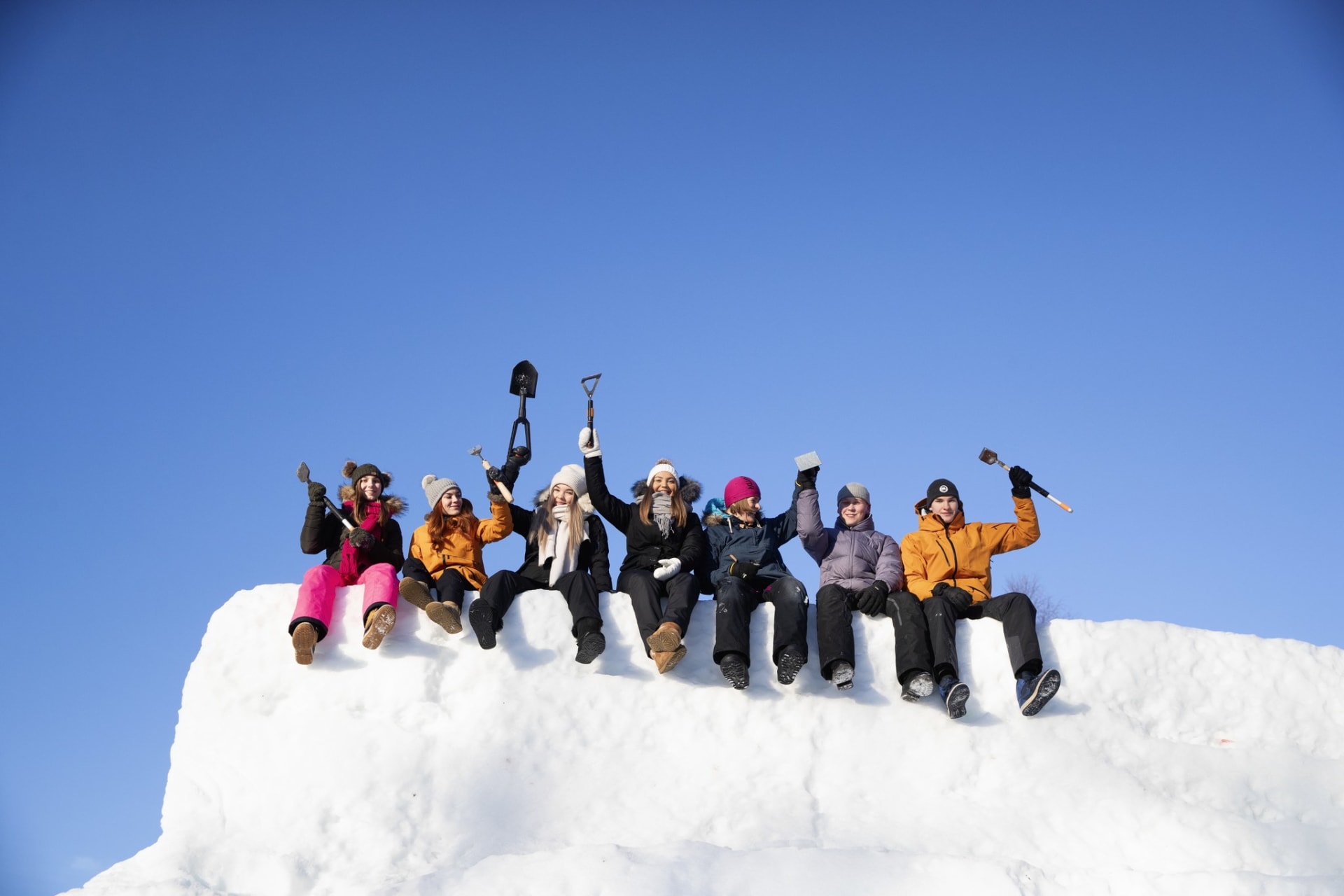 Happy group of snow sculpters.