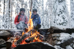 Snowshoeing Holiday in South Lapland - Lunch by the open fire