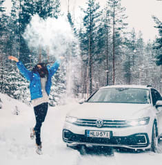 Car in snowy landscape