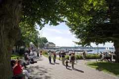 Naantali old town guest harbour people