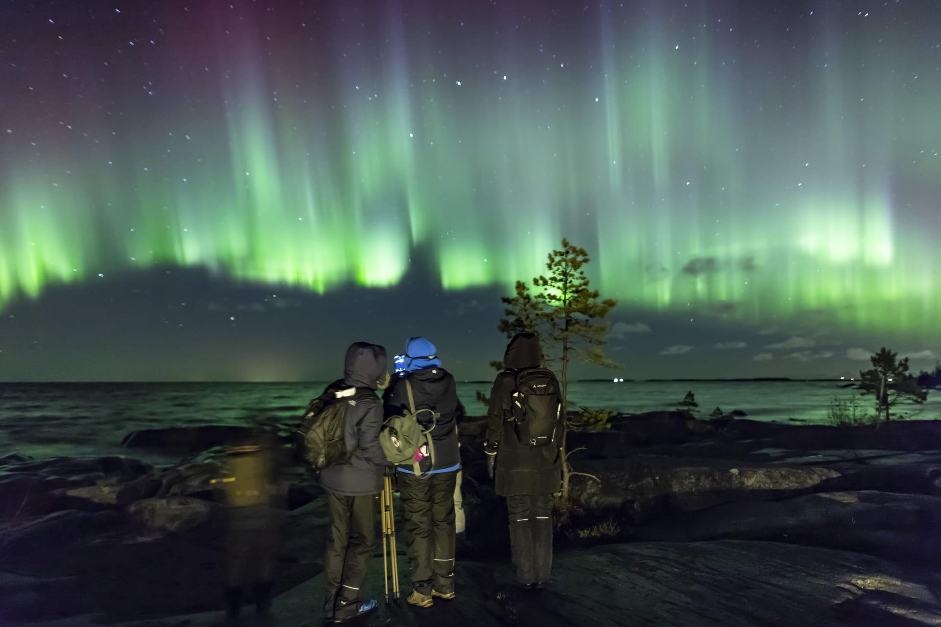 Small aurora watching group