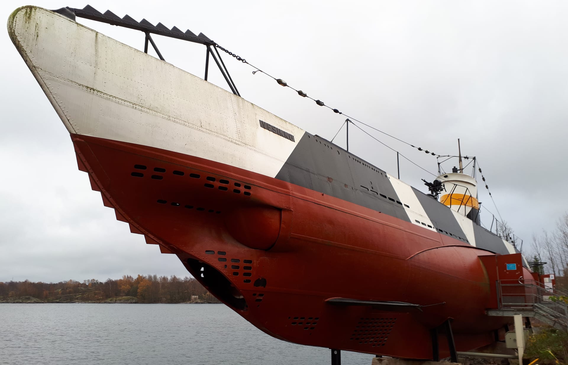 Bow and torpedo tubes of the submarine Vesikko.