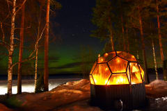 Igloo Sauna Northern Lights Winter