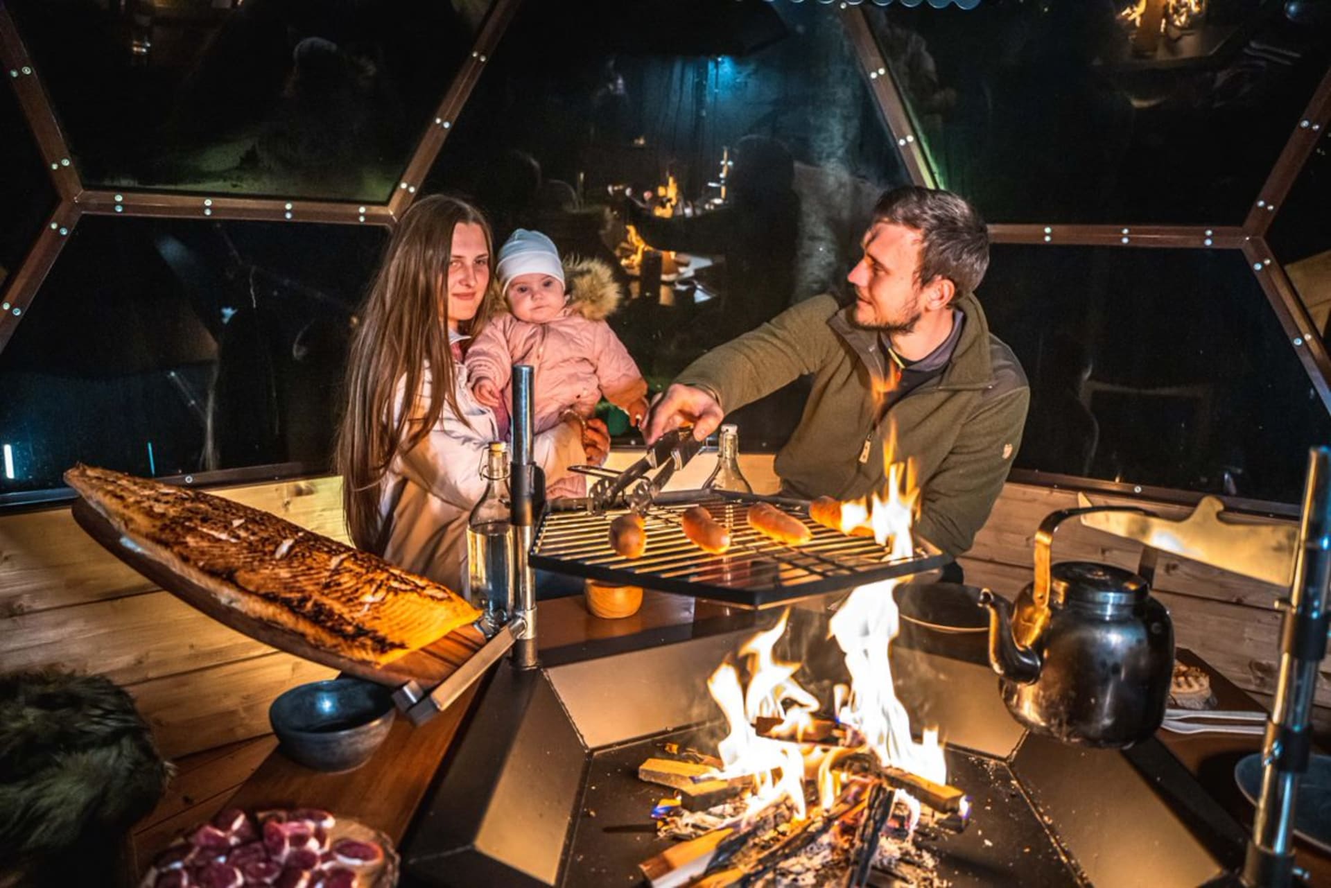 Dinner in glass igloo