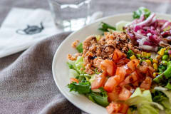 Chopped vegetables on a plate.