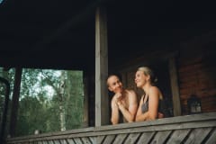sauna terrace couple