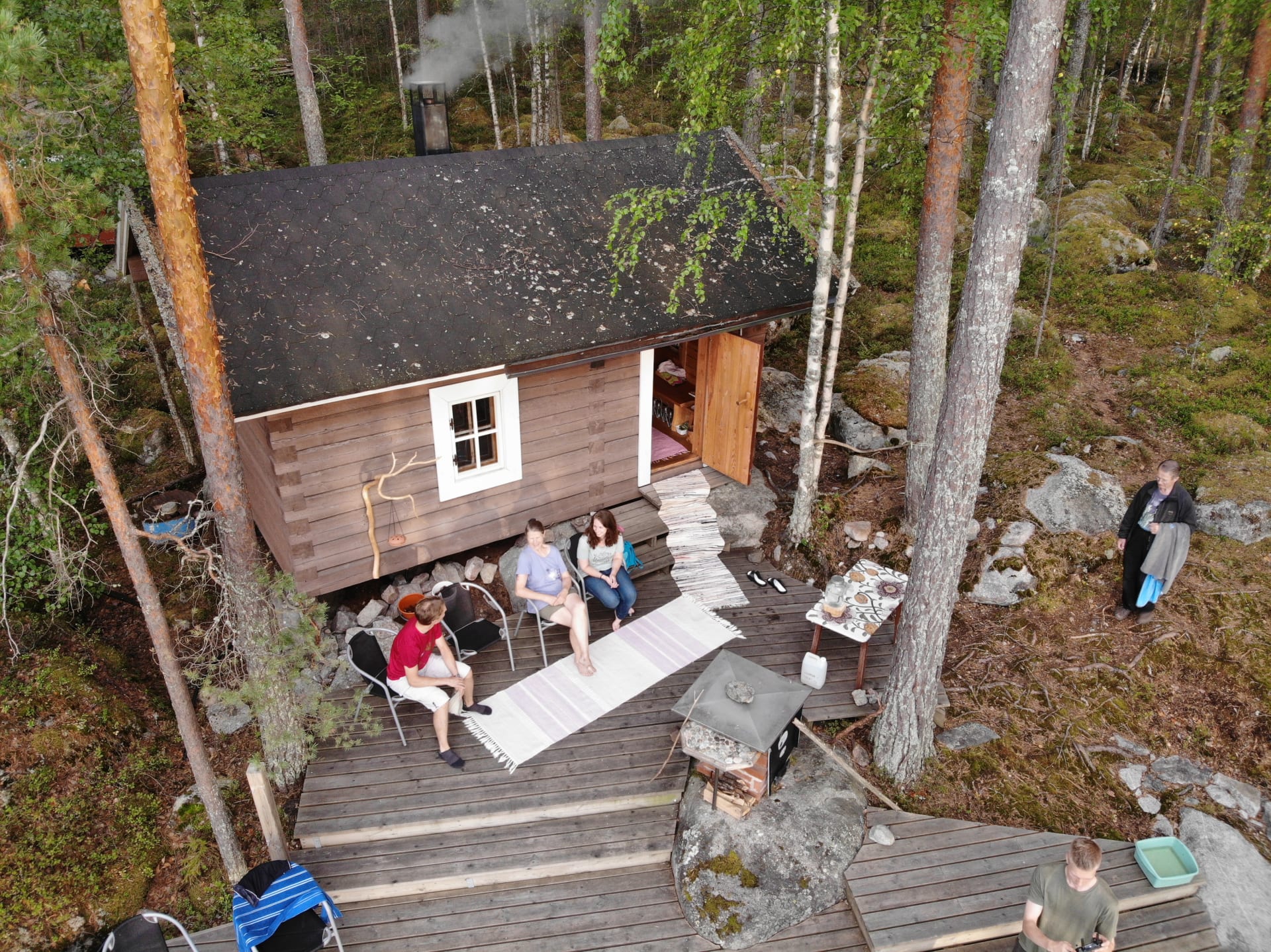 A chat about the meaning and history of the sauna while waiting for the sauna to warm up. 