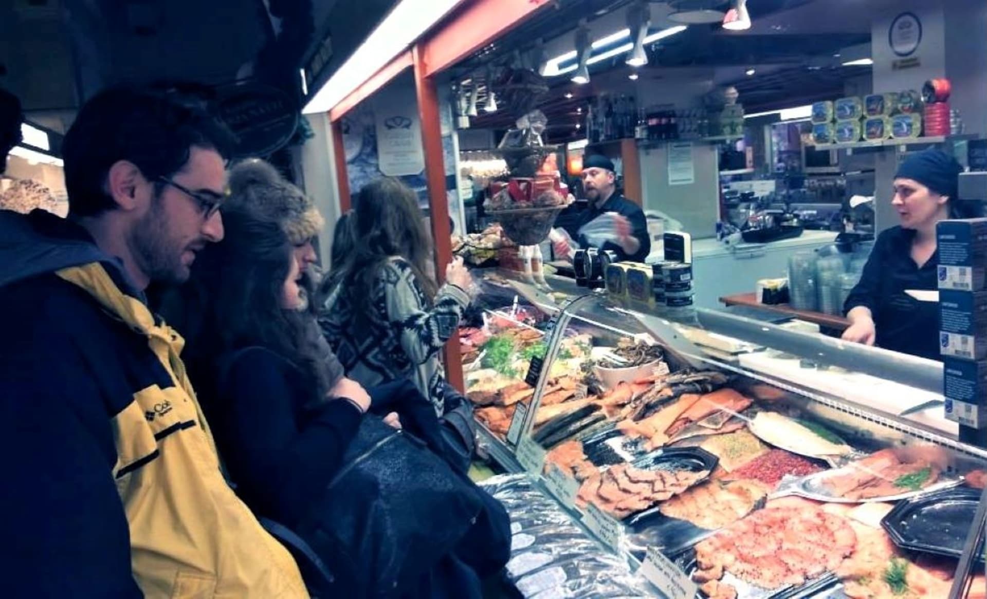 Checking out options at the Old Market Hall of Helsinki