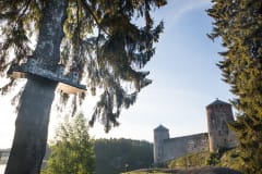 Olavinlinna and a miniature castle birdhouse