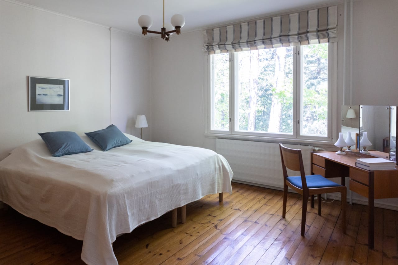 The master bedroom has a double bed.