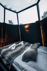 Kammi Glass Igloo Suite bedroom in 2nd floor in Apukka Resort, Rovaniemi.