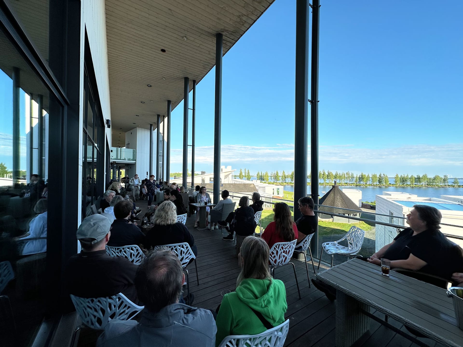 Event and view from restaurant's balcony