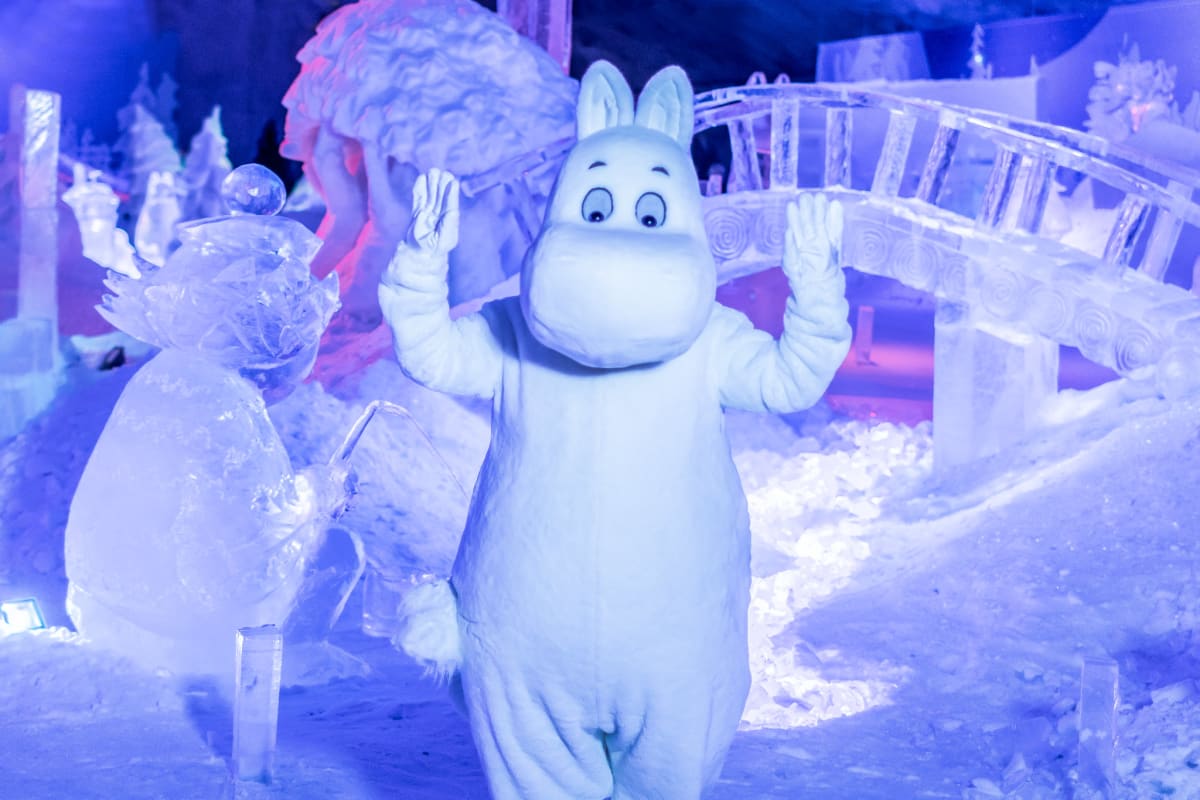 Moomintroll visiting Moomin IceCave