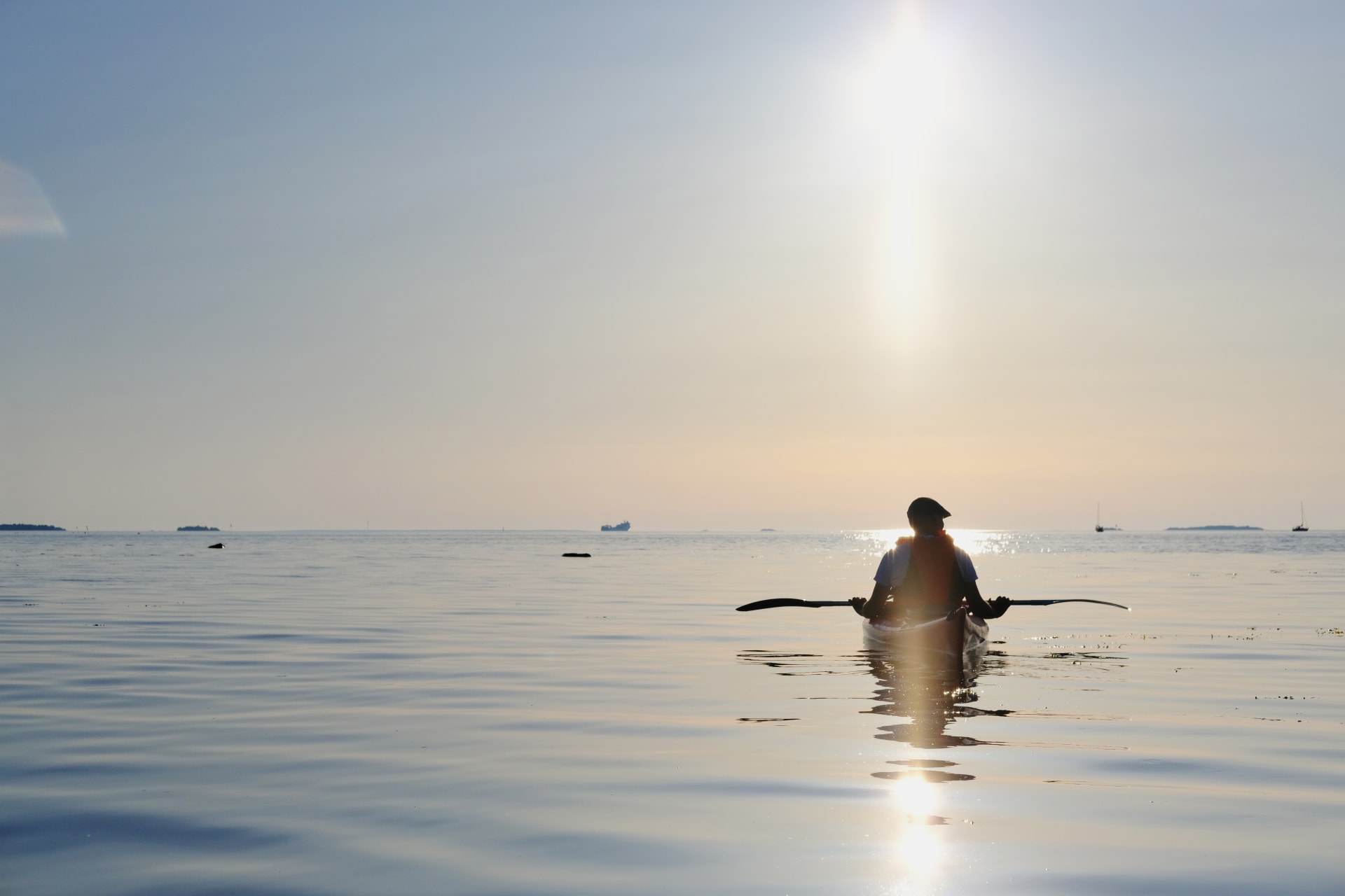 Kayaker in the sea scenery.