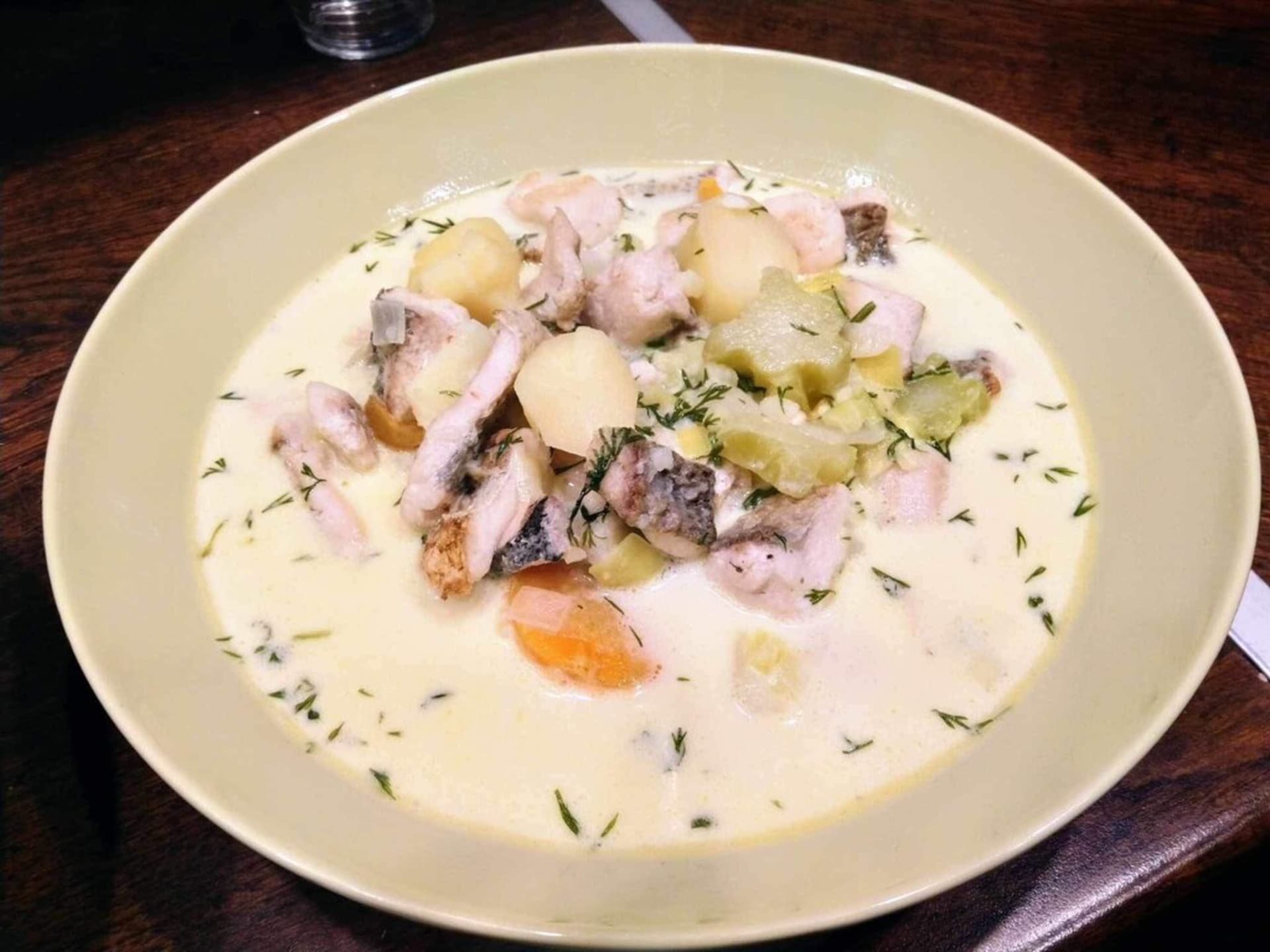 Local white fish soup for lunch
