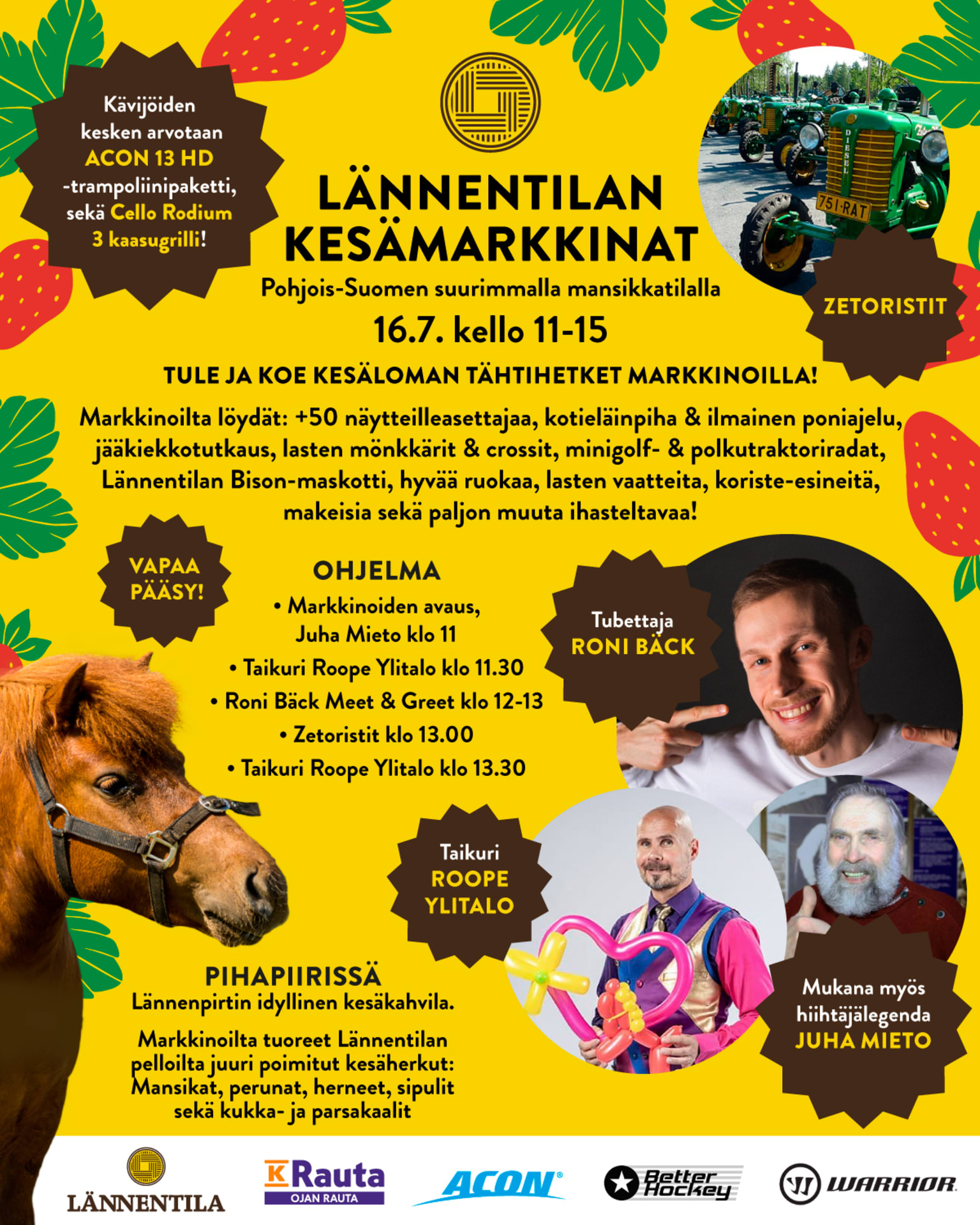 Markkinoiden sisältöä ja aikataulu.