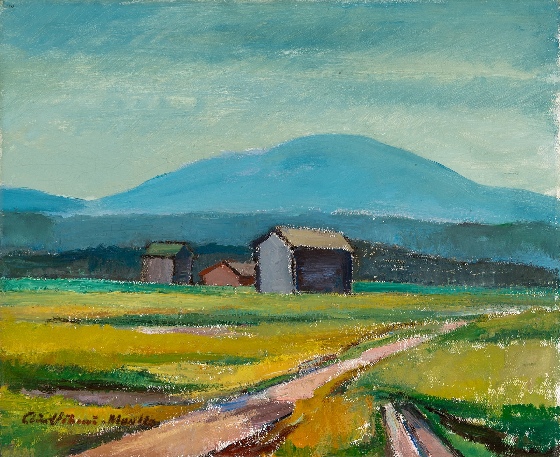 Aino Vihervä-Muukka, Lapin maisema, 1940-luku, öljy kankaalle, 50,3 x 61,2 cm, Mikkelin kaupungin taidekokoelma. 