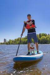 SUP paddling with dog at Pikkulahti Raahe