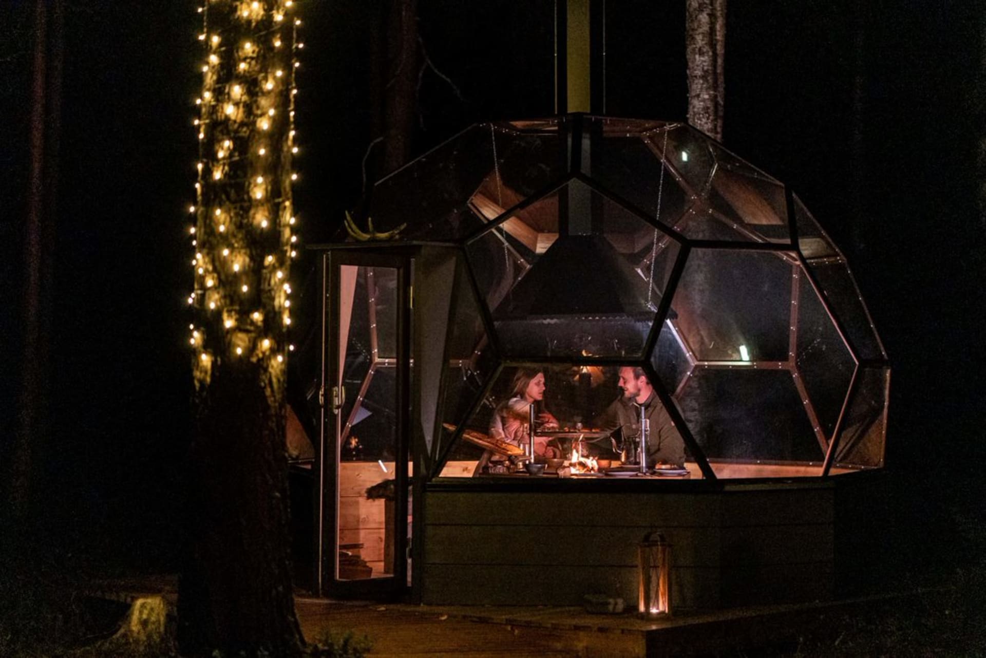 Dinner in glass igloo