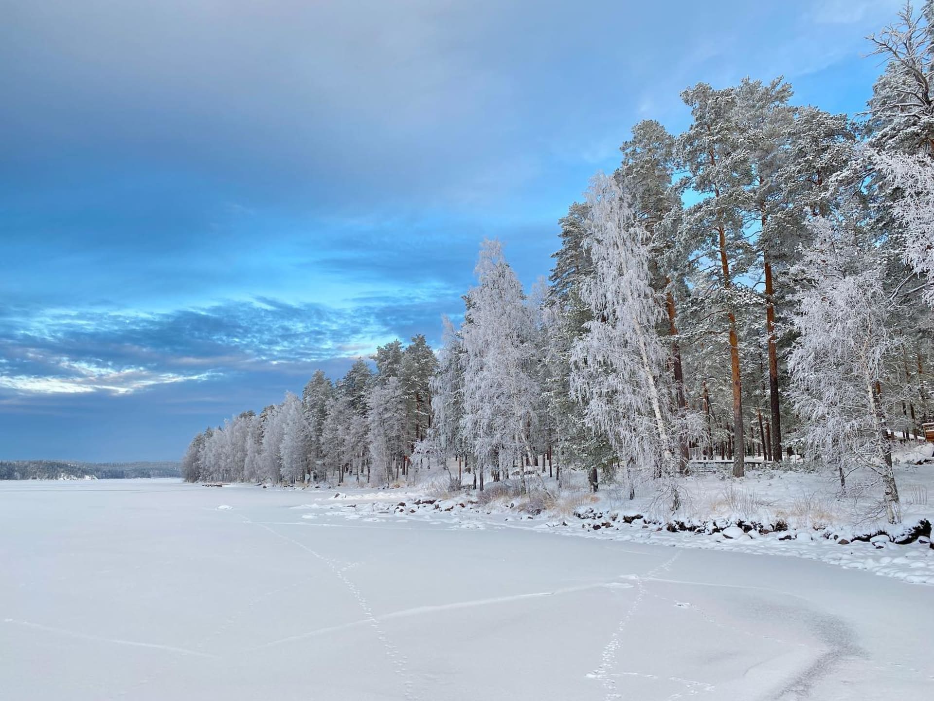 The lake Saimaa in Koskenselkä in a winter day.
