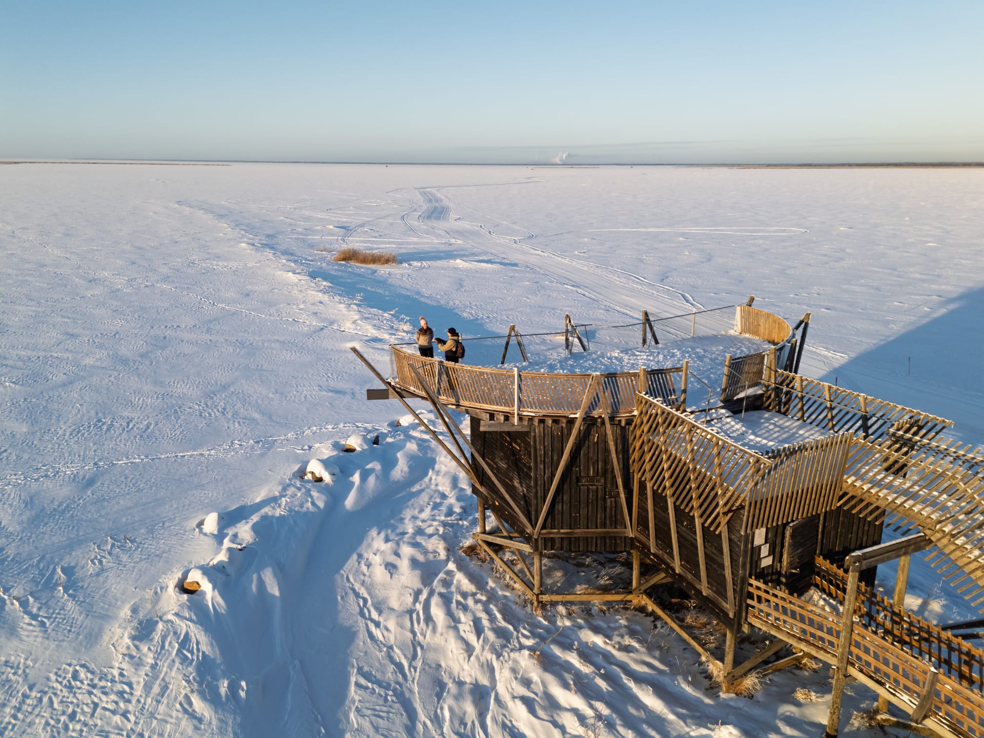 Virkkula Birdwatching tower at winter.