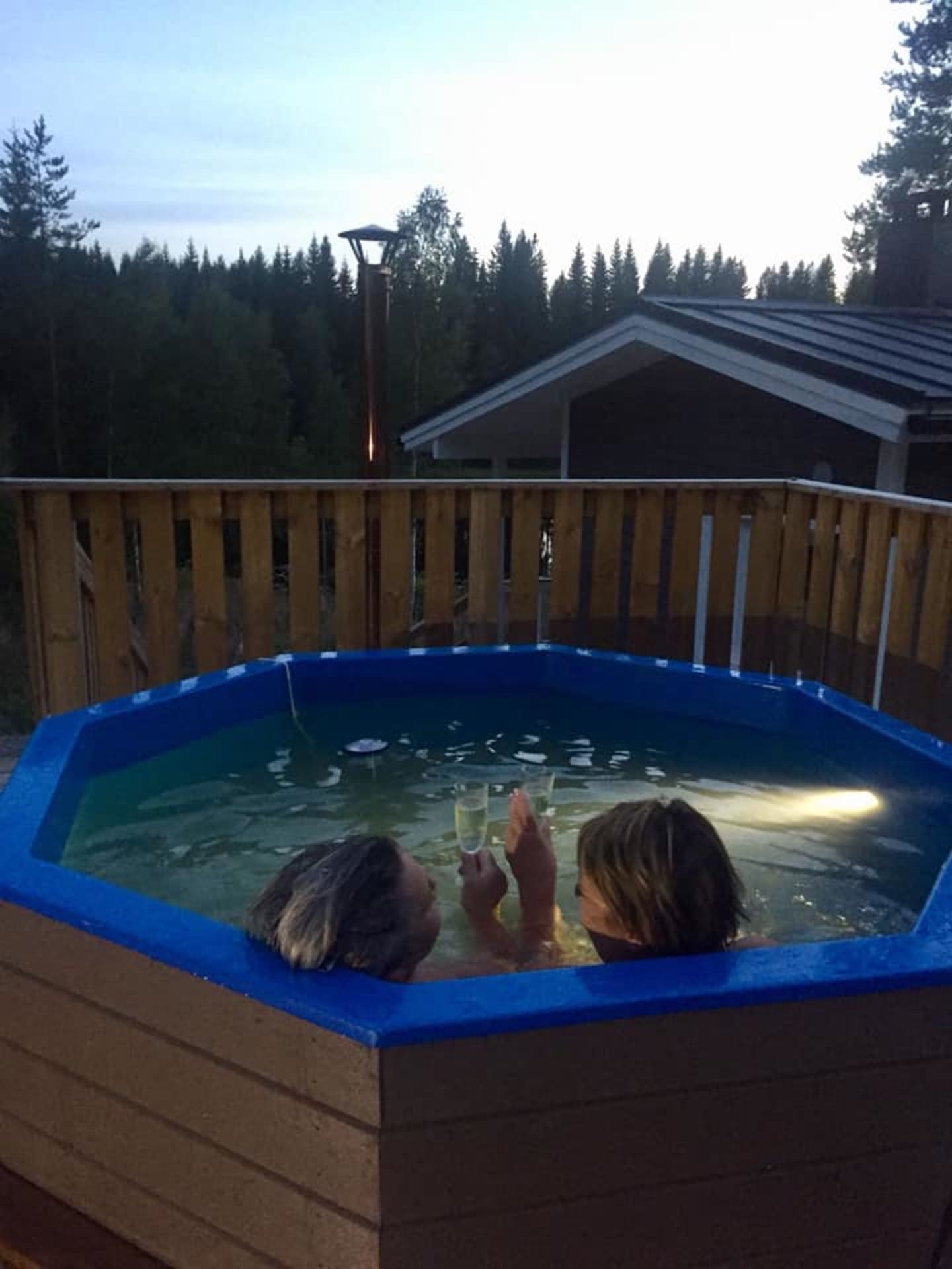 Hot tub in the evening.