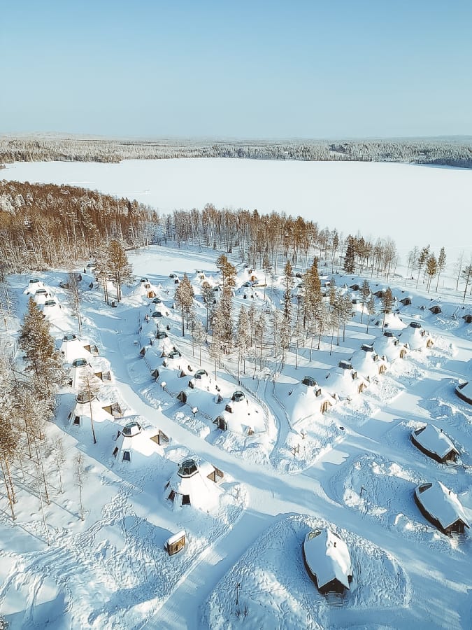 Aerial of Apukka Resort Rovaniemi Lapland Finland