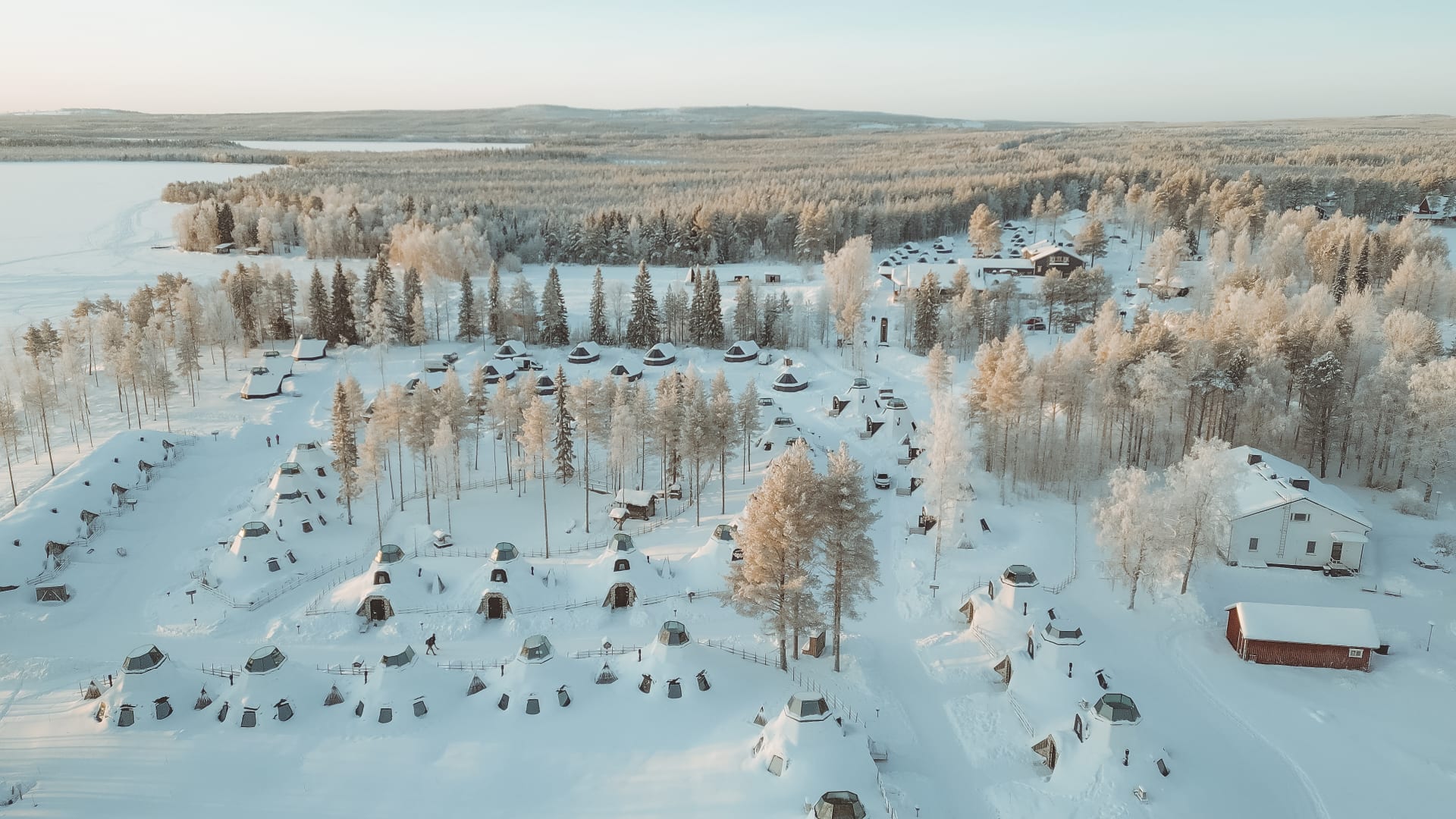 Aerial of Apukka Resort Rovaniemi Lapland