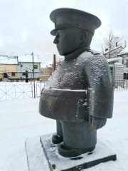 Statue during winter.