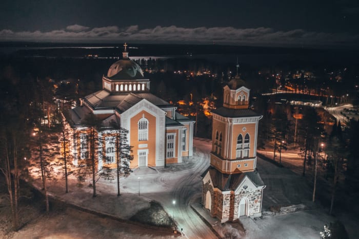 Kerimäki Church in the winter evening