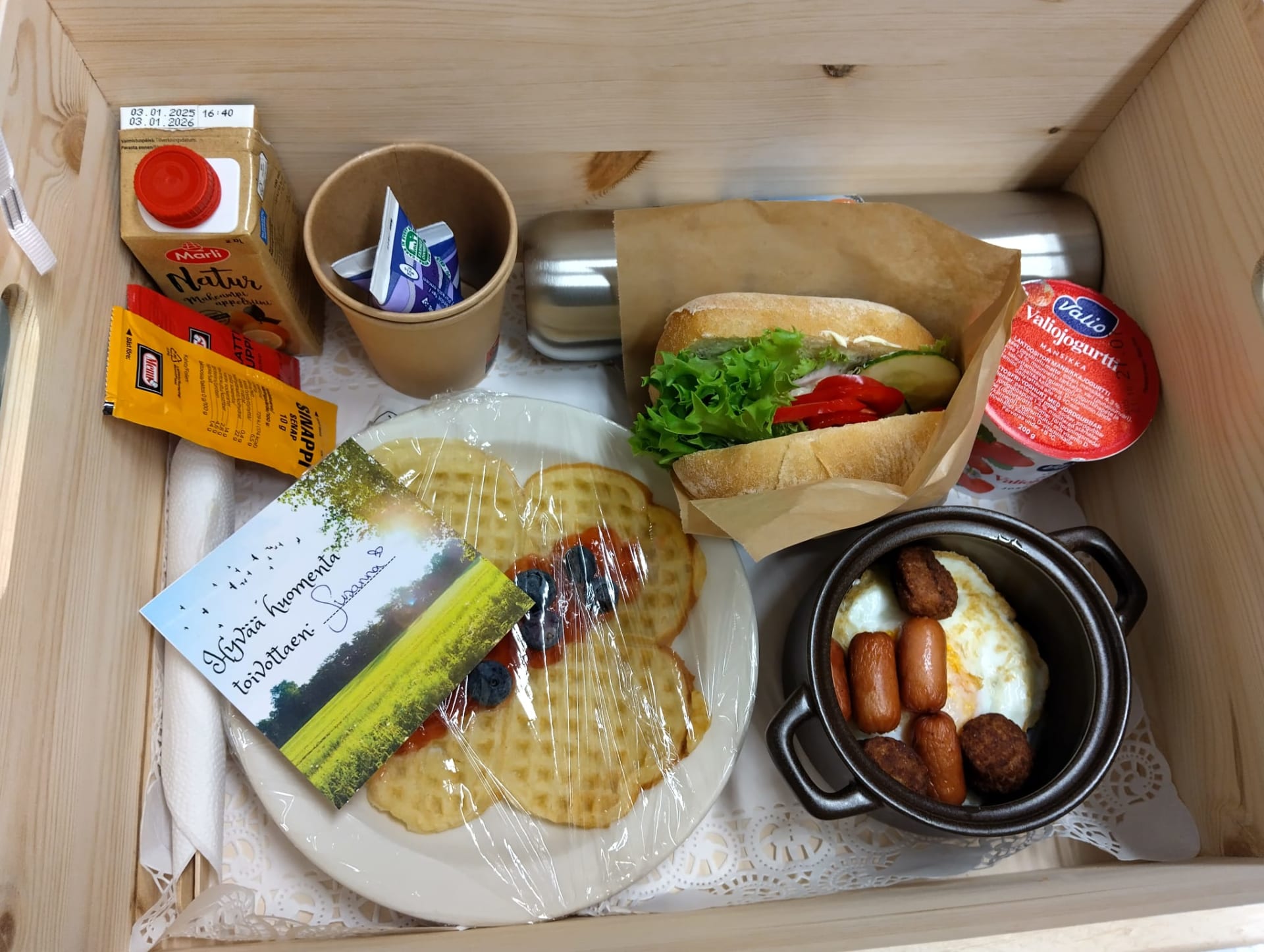 Taiga Resort breakfast delivered to the room