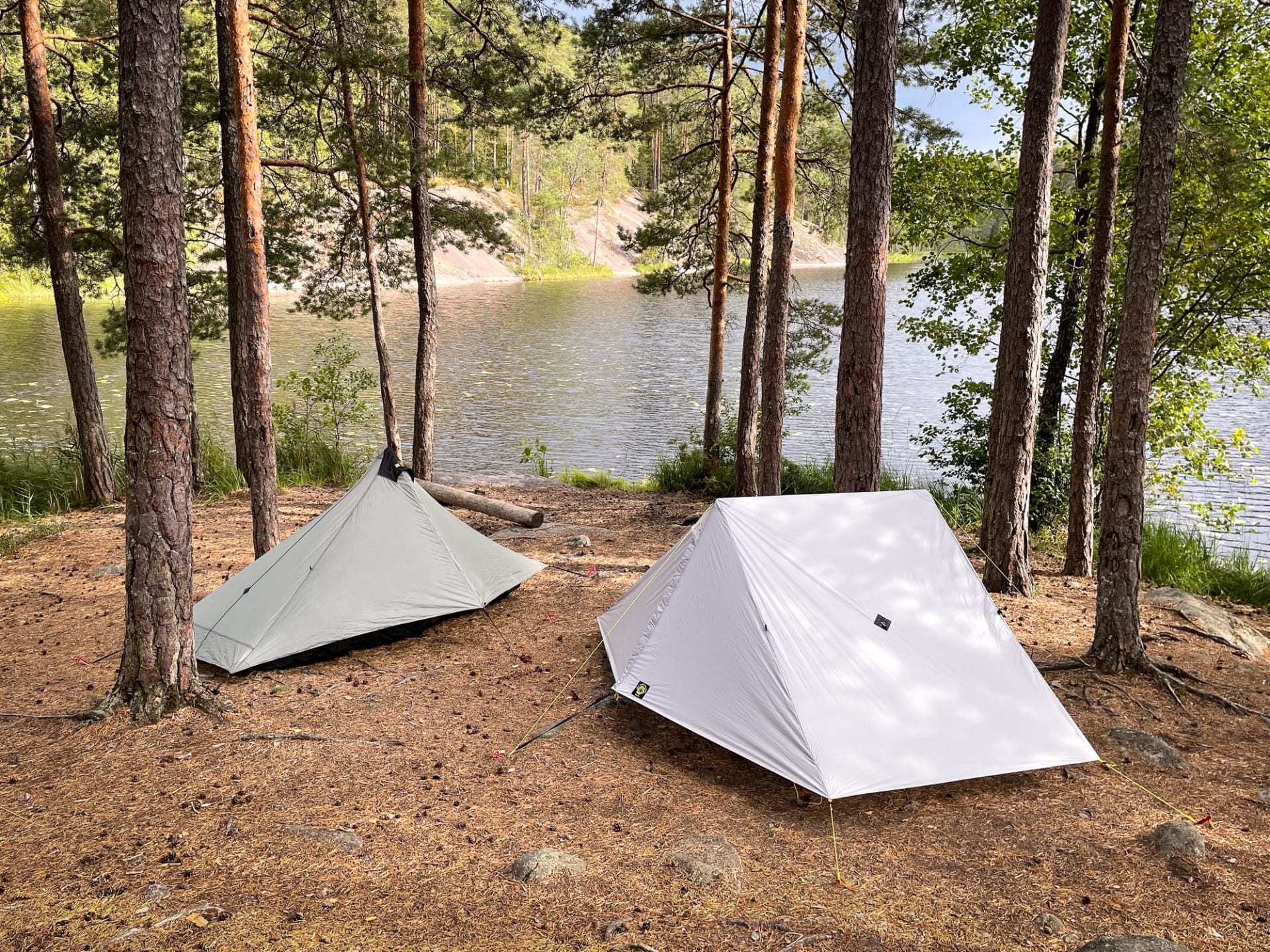 Wild camping by a lake in Nuuksio National Park