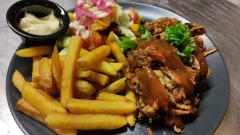 Smoked Pulled pork, country fries