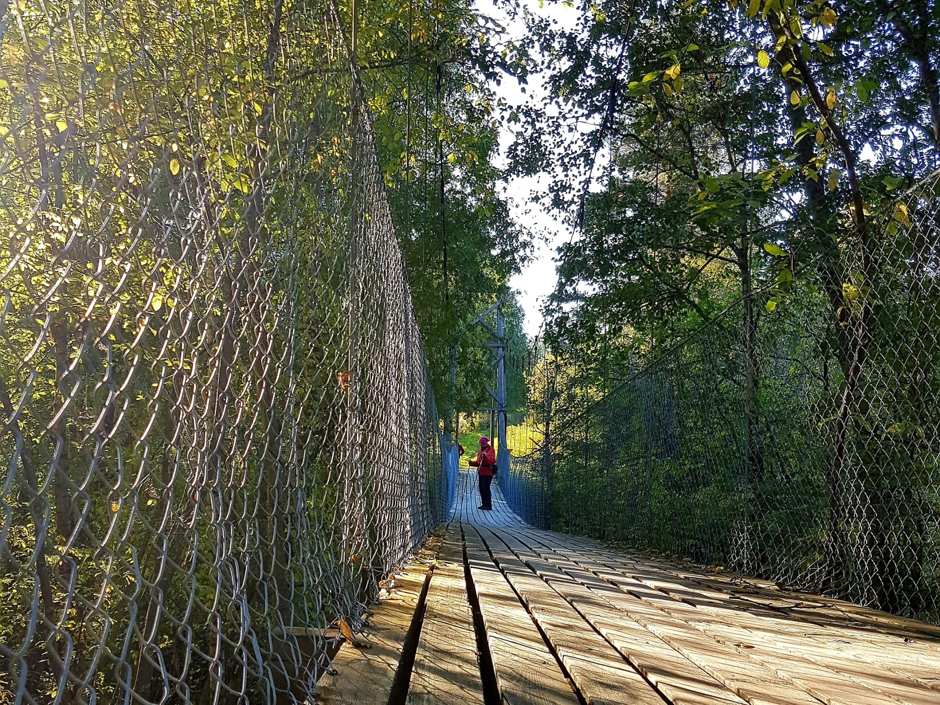 Riippusilta noin kilometrin päässä reitin alusta.