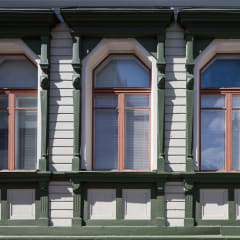 Close up of old wooden building in Oulu