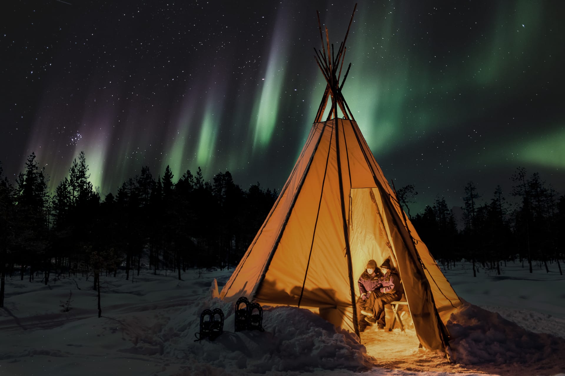Aurora Hunting with Snowmobiles