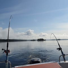 Spinning rods on a boat