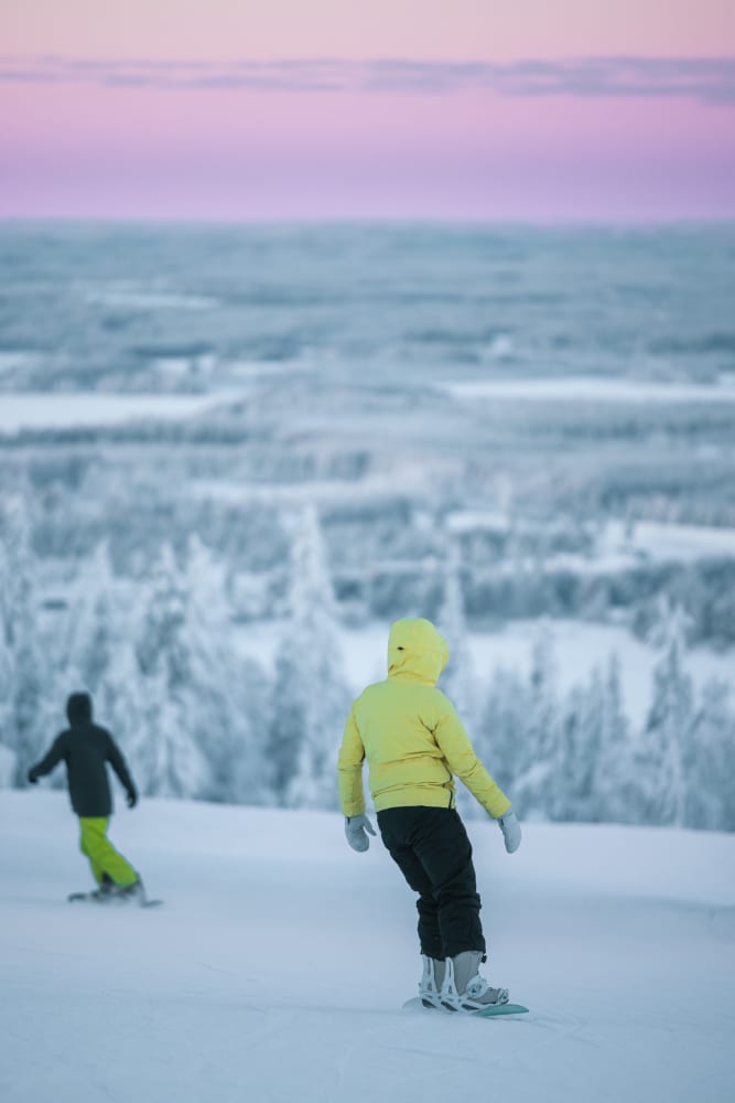 Snowboarders on a cold winter day