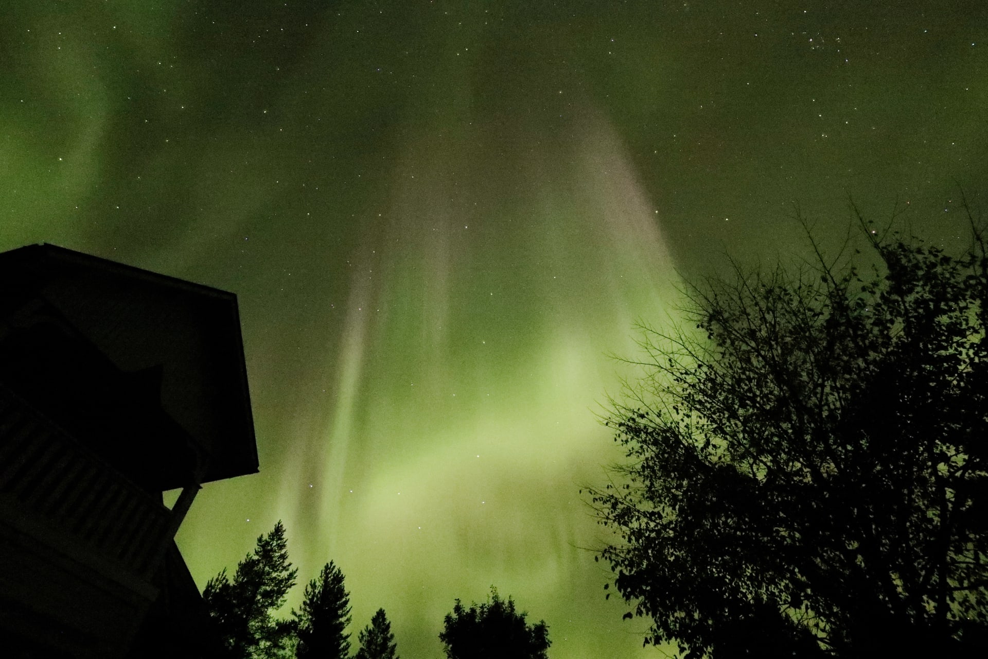 The Northern Lights can be very colorful, with the most common yellow-green hues seen at Villa Cone Beach.