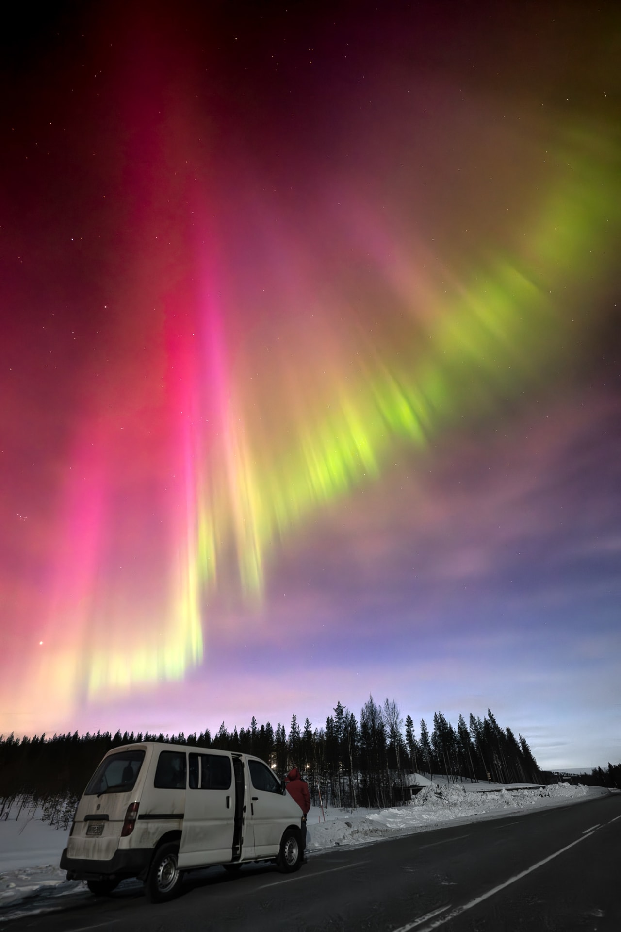 colourful auroras in lapland