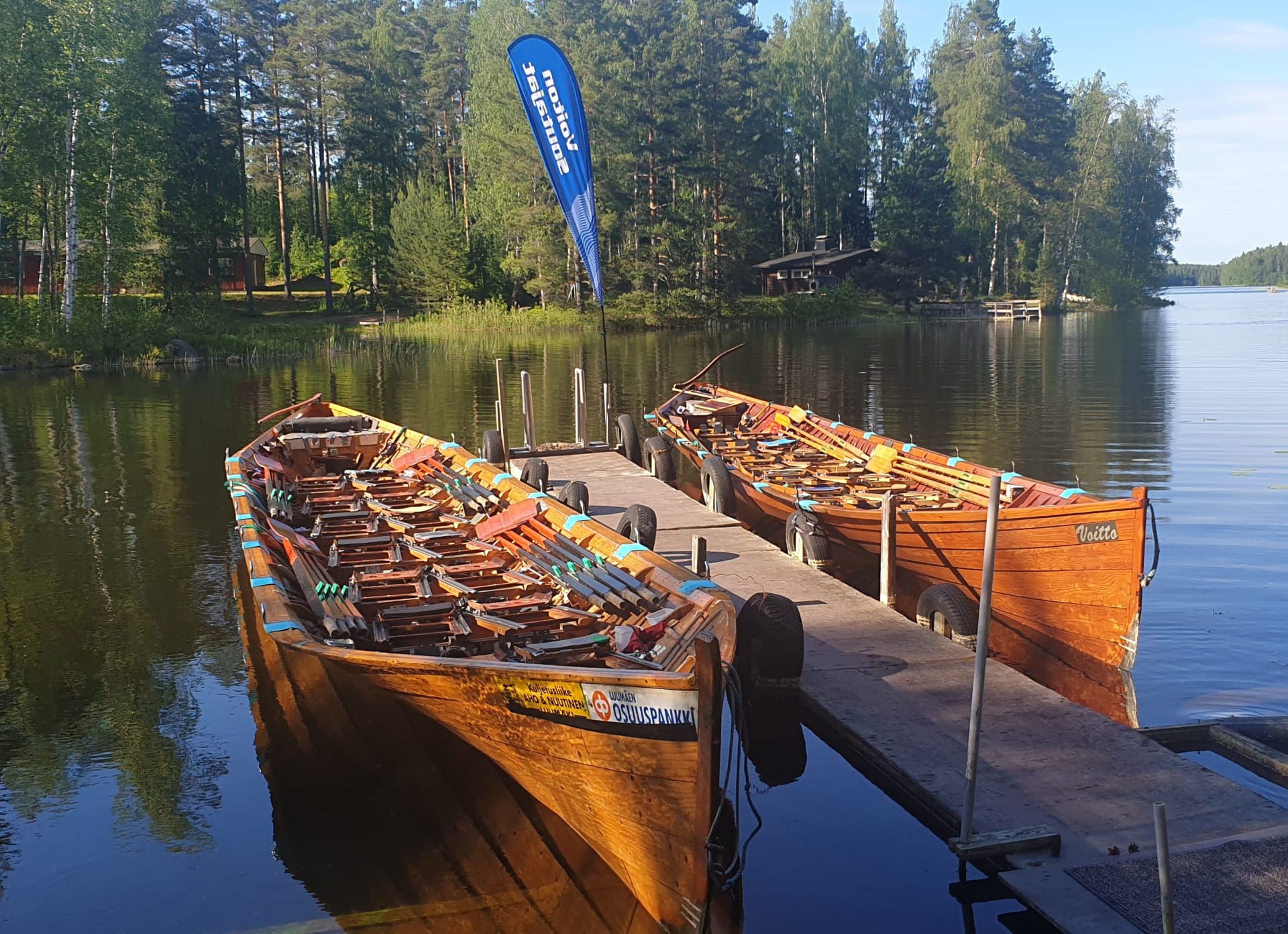 The boats are waiting for the rowers
