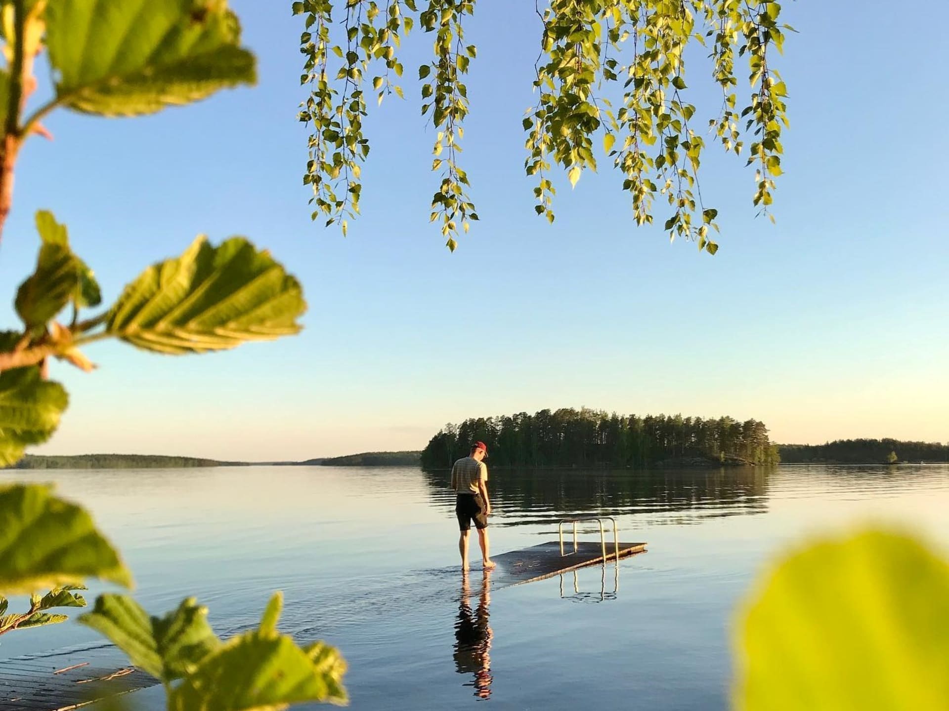 Summer evening at our lakeside sauna.
