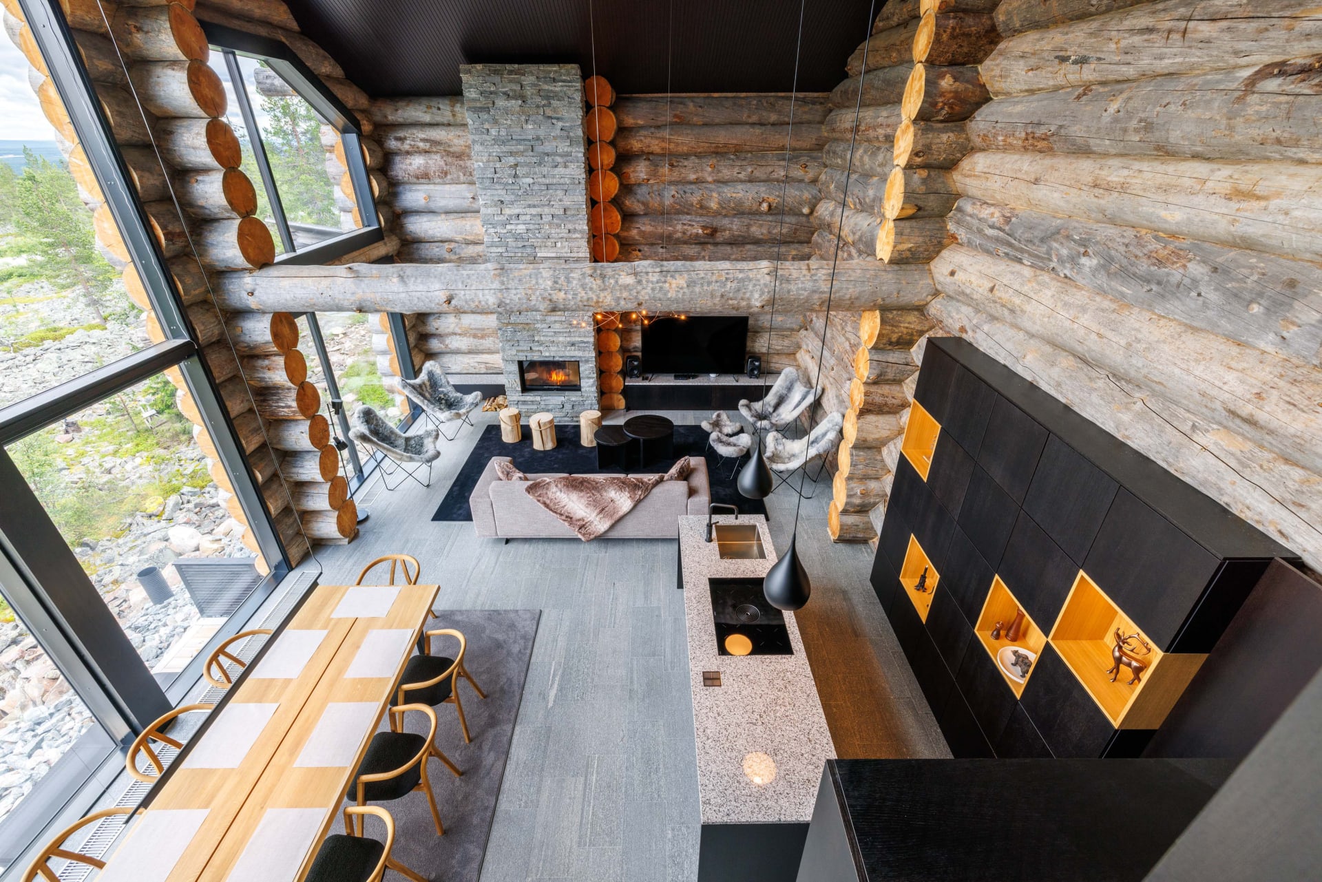 High ceilings and massive windows 