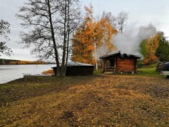 Smoke sauna autumn