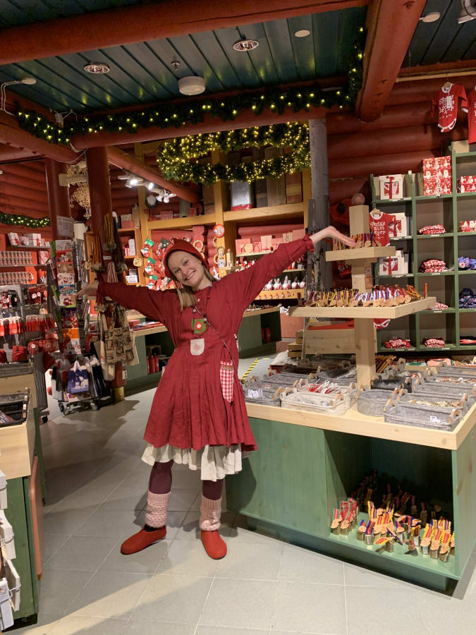 Santa Claus Office shop and happy elf.
