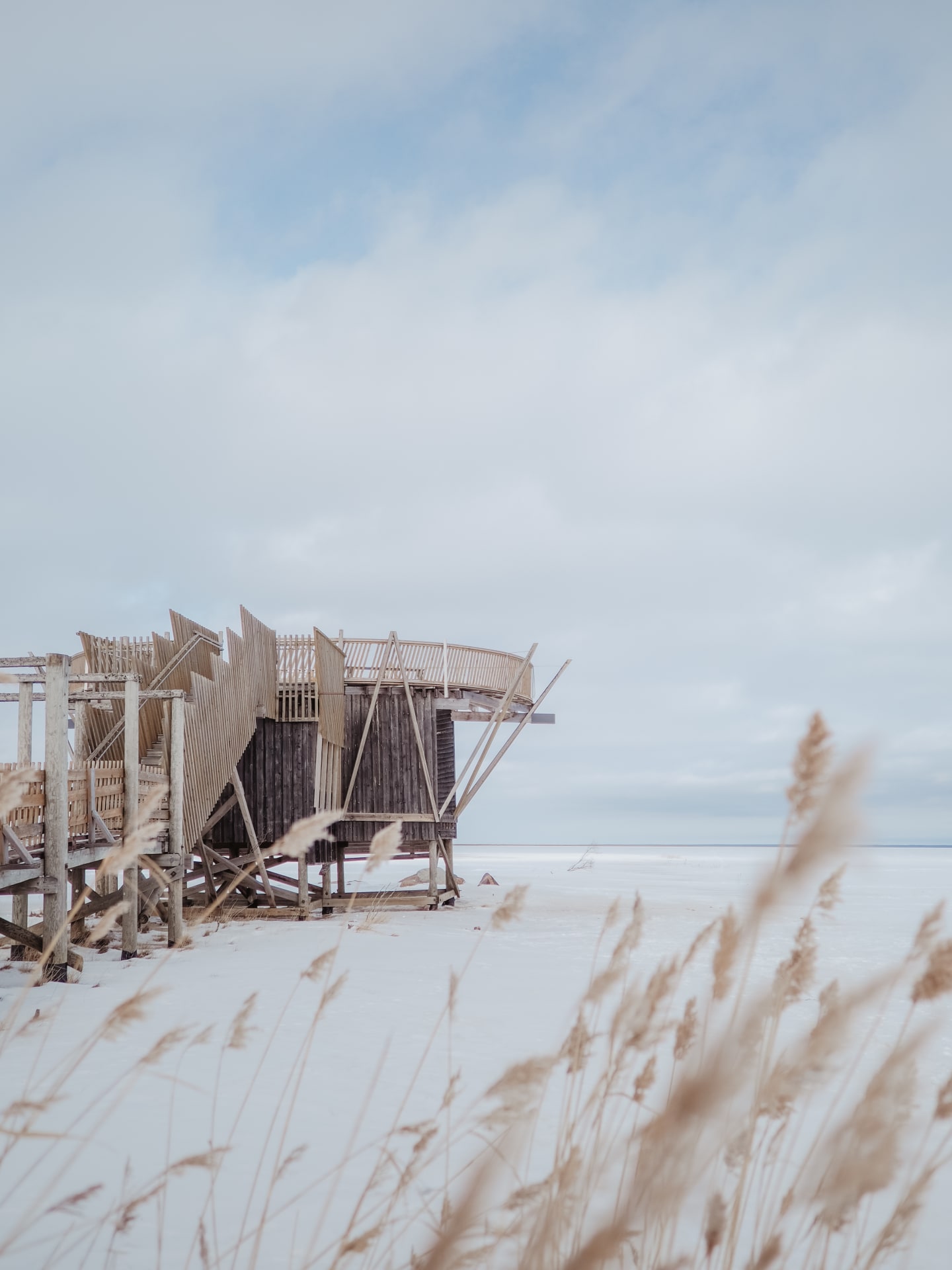 Virkkula Birdwatching tower at winter.