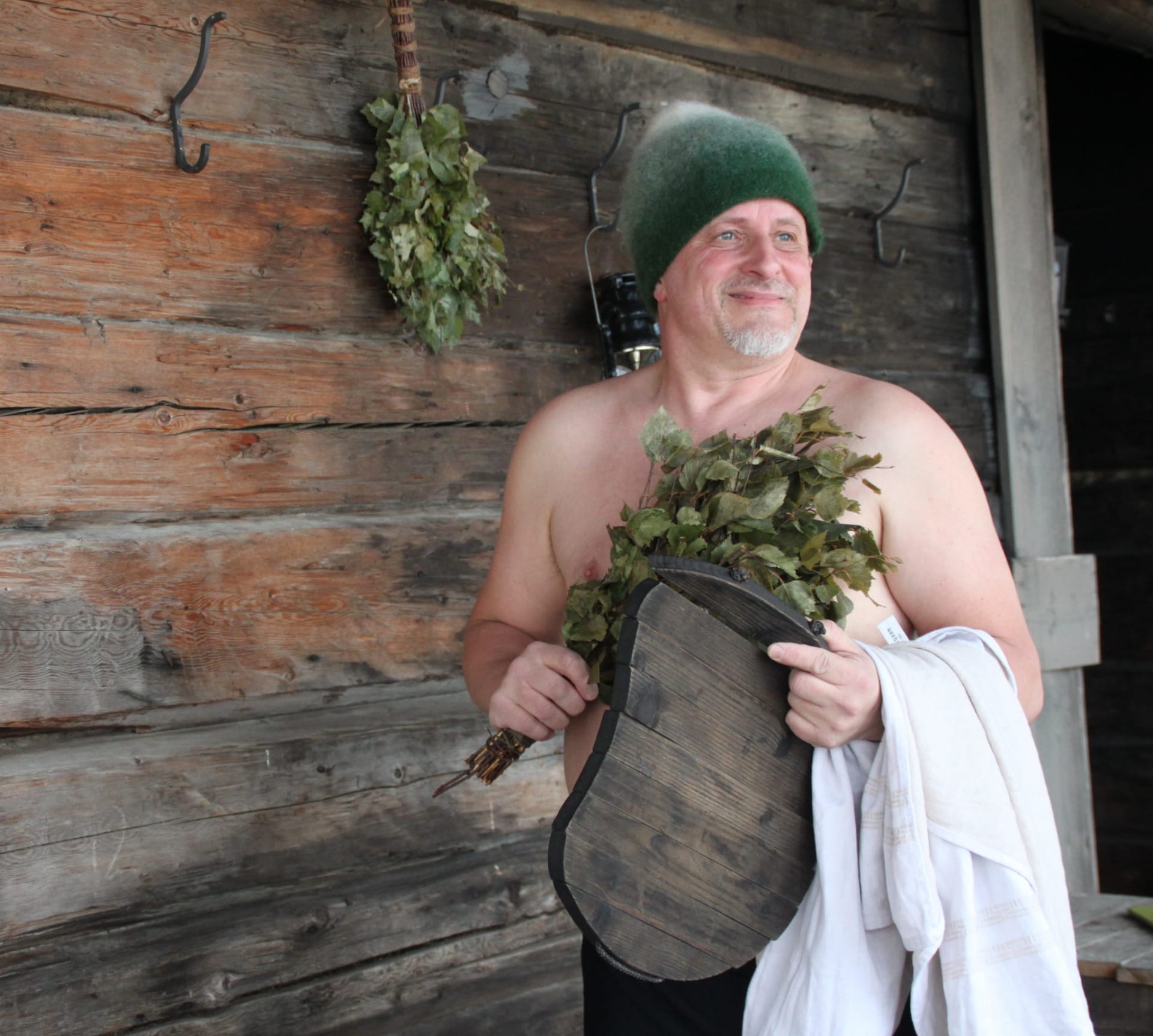 You can use a felt-hat in the hot sauna room
