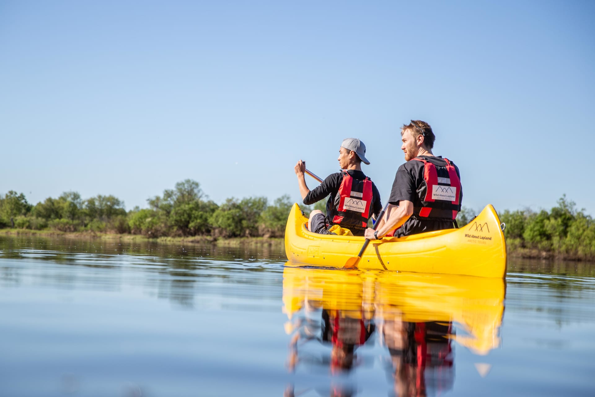 Paddling to the middle of the lake