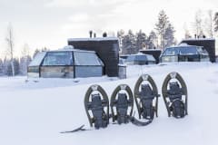 Arctic Igloos with snowshoes in front